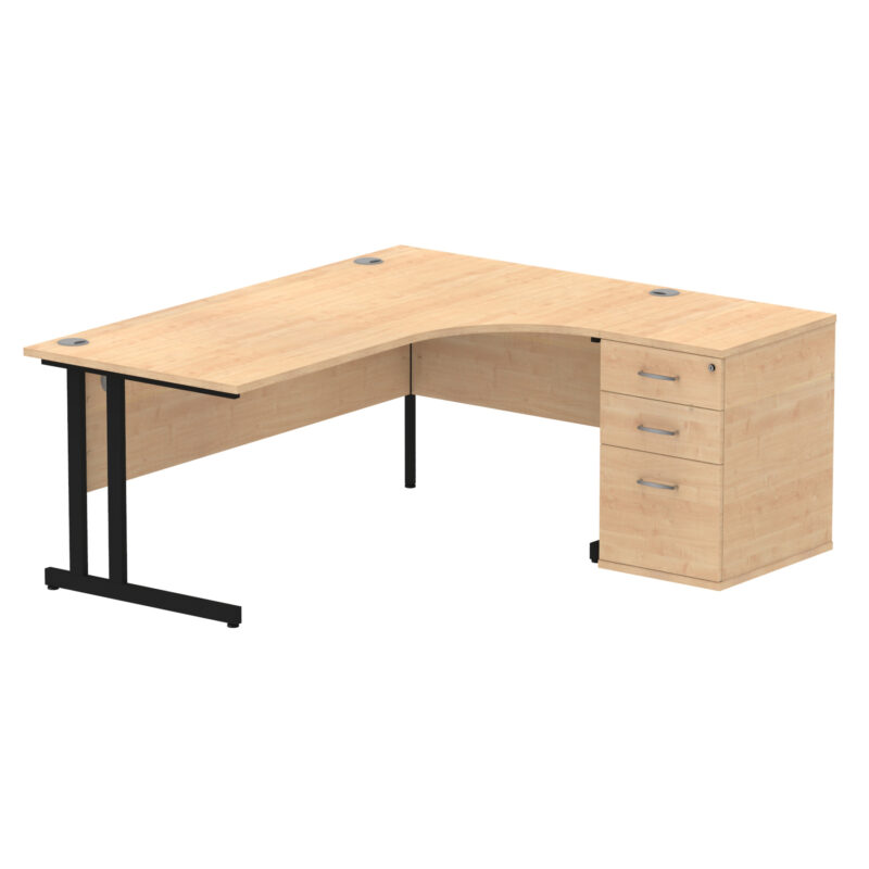 impulse 1800mm cantilever right crescent desk workstation