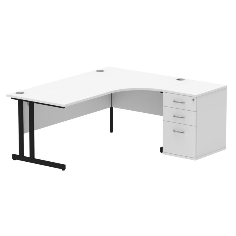 impulse 1800mm cantilever right crescent desk workstation