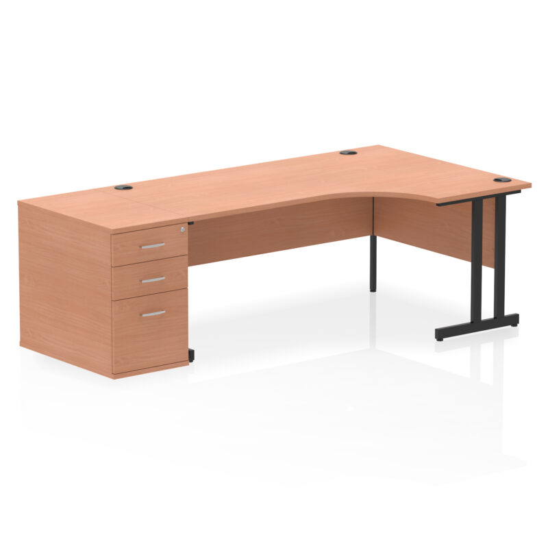 impulse 1800mm cantilever right crescent desk workstation