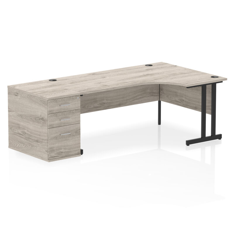 impulse 1800mm cantilever right crescent desk workstation