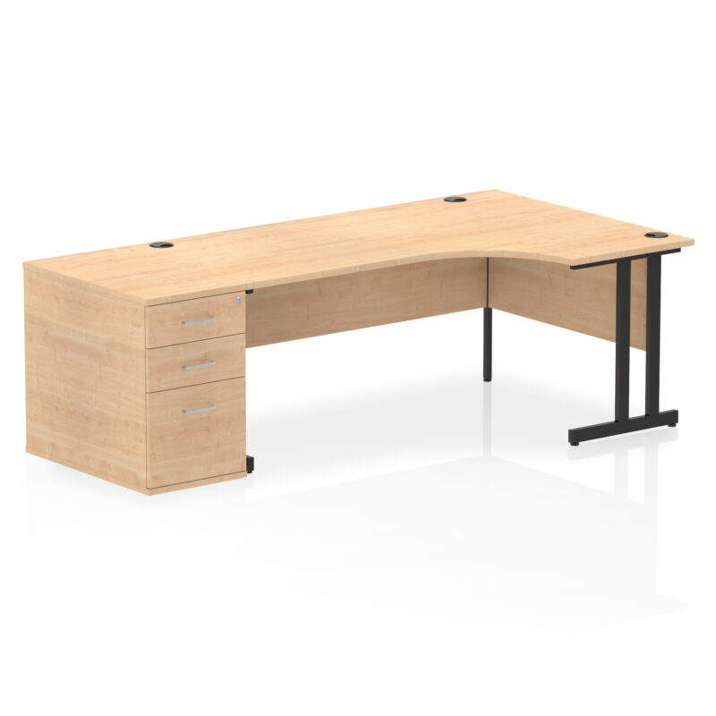 impulse 1800mm cantilever right crescent desk workstation