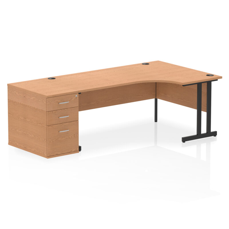 impulse 1800mm cantilever right crescent desk workstation