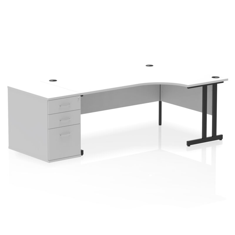 impulse 1800mm cantilever right crescent desk workstation