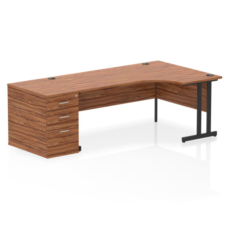impulse 1800mm cantilever right crescent desk workstation