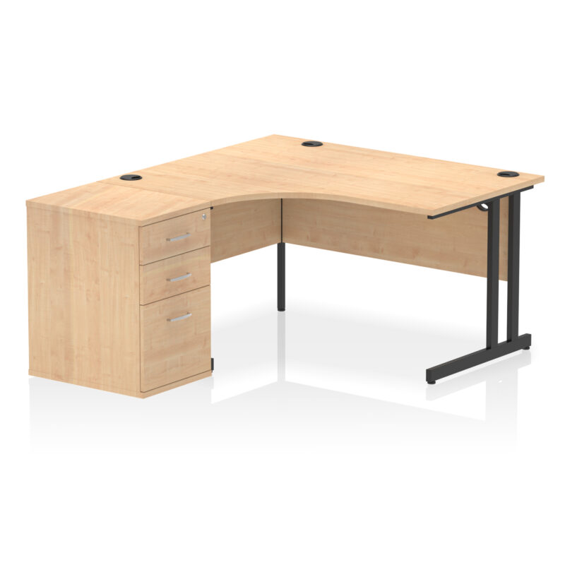 impulse 1400mm cantilever left crescent desk workstation