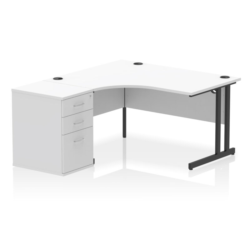 impulse 1400mm cantilever left crescent desk workstation