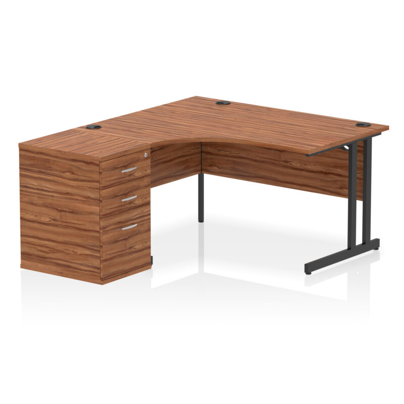 impulse 1400mm cantilever left crescent desk workstation