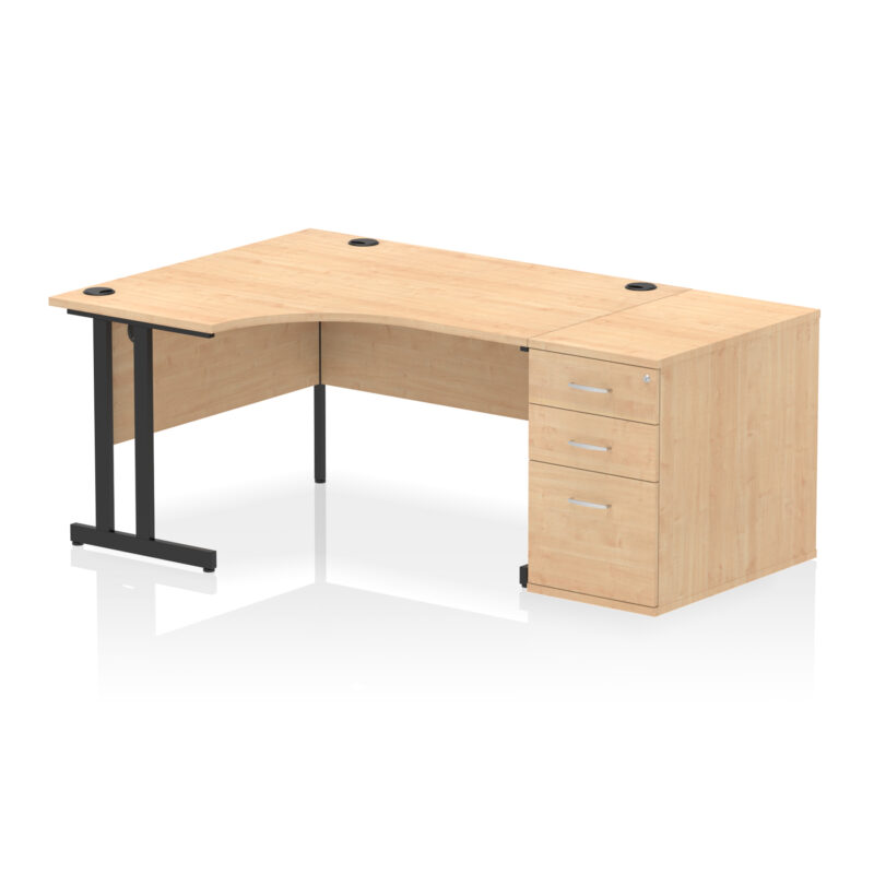 impulse 1400mm cantilever left crescent desk workstation