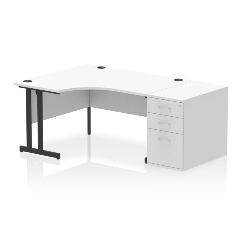 impulse 1400mm cantilever left crescent desk workstation