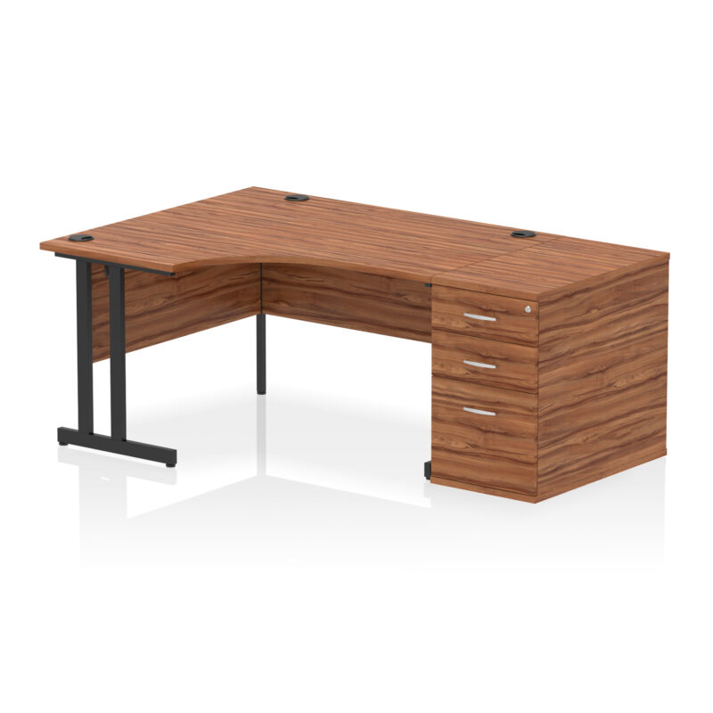 impulse 1400mm cantilever left crescent desk workstation