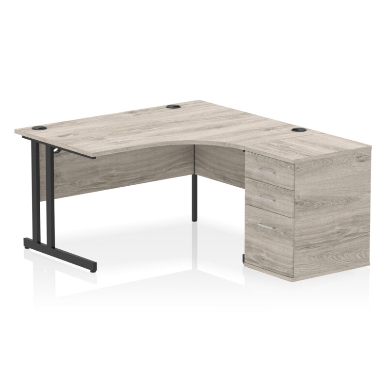 impulse 1400mm cantilever right crescent desk workstation