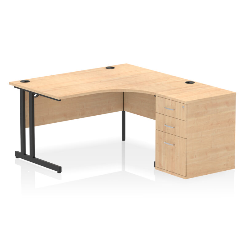 impulse 1400mm cantilever right crescent desk workstation