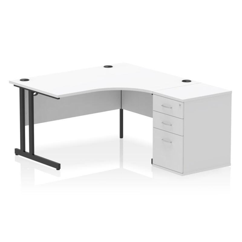 impulse 1400mm cantilever right crescent desk workstation