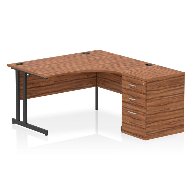 impulse 1400mm cantilever right crescent desk workstation