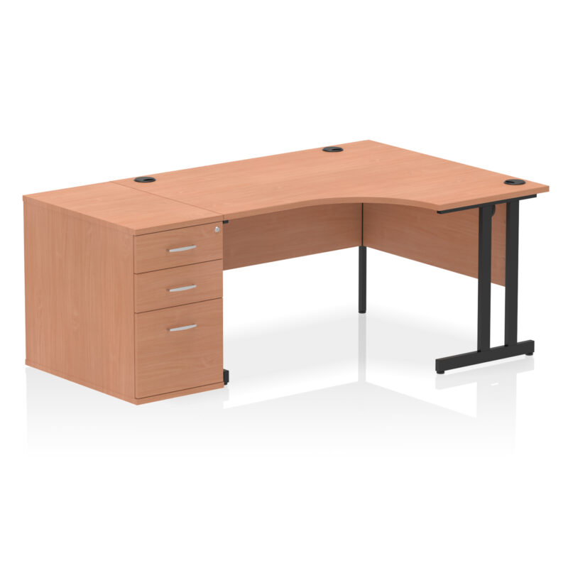 impulse 1400mm cantilever right crescent desk workstation