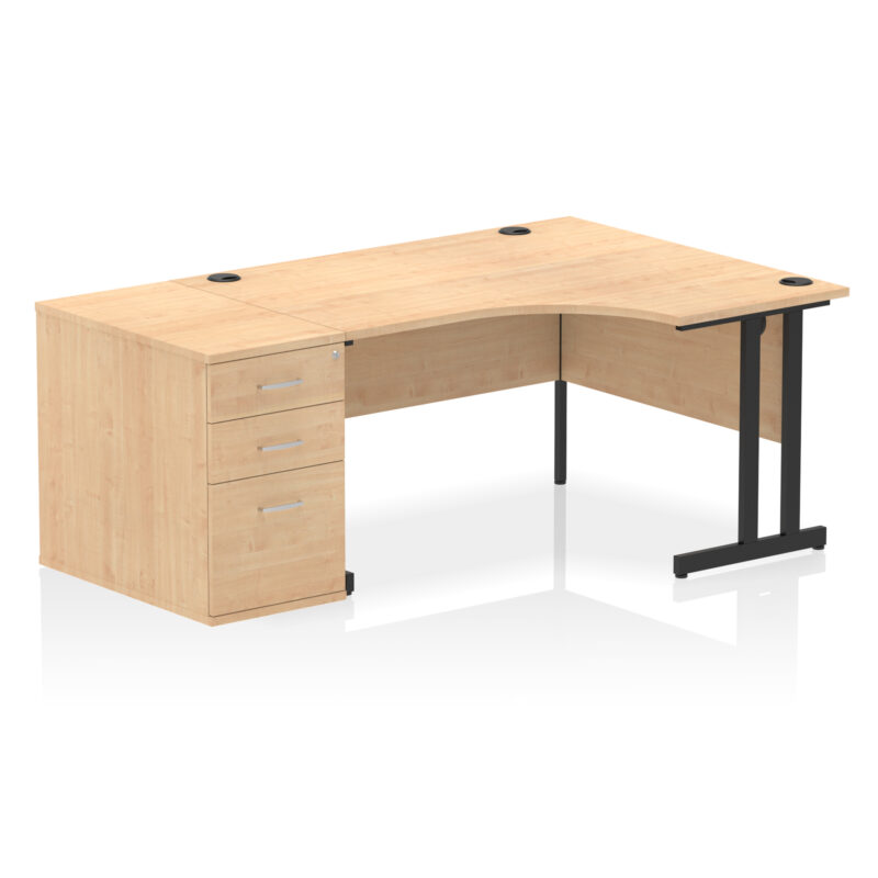 impulse 1400mm cantilever right crescent desk workstation