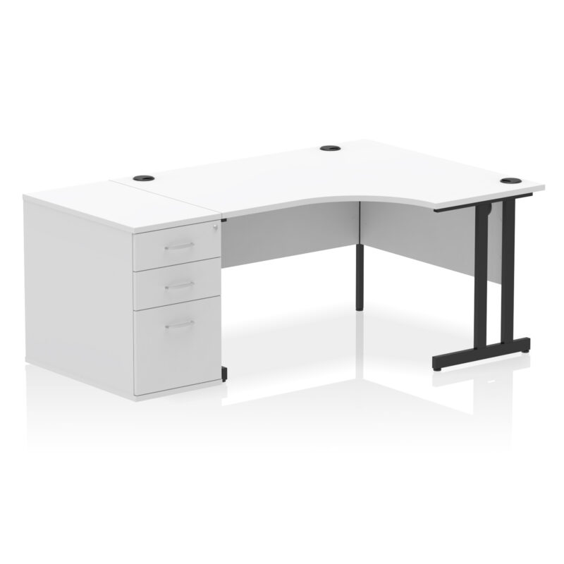 impulse 1400mm cantilever right crescent desk workstation