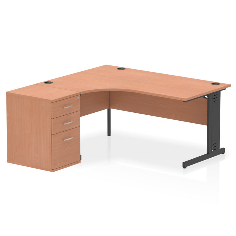 impulse 1600mm cable managed left crescent desk workstation