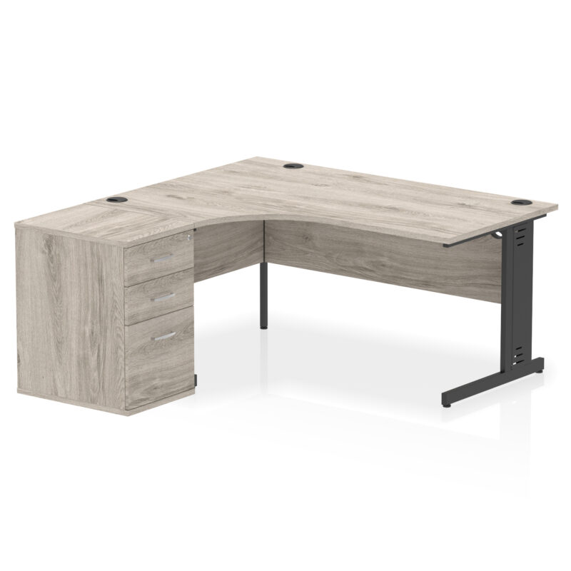 impulse 1600mm cable managed left crescent desk workstation