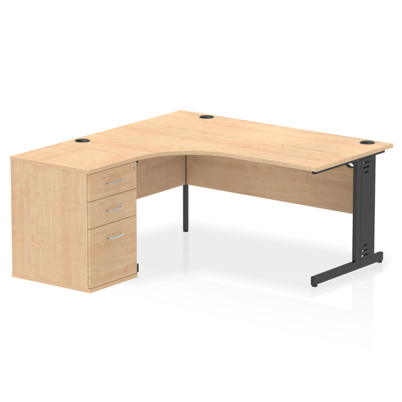 impulse 1600mm cable managed left crescent desk workstation