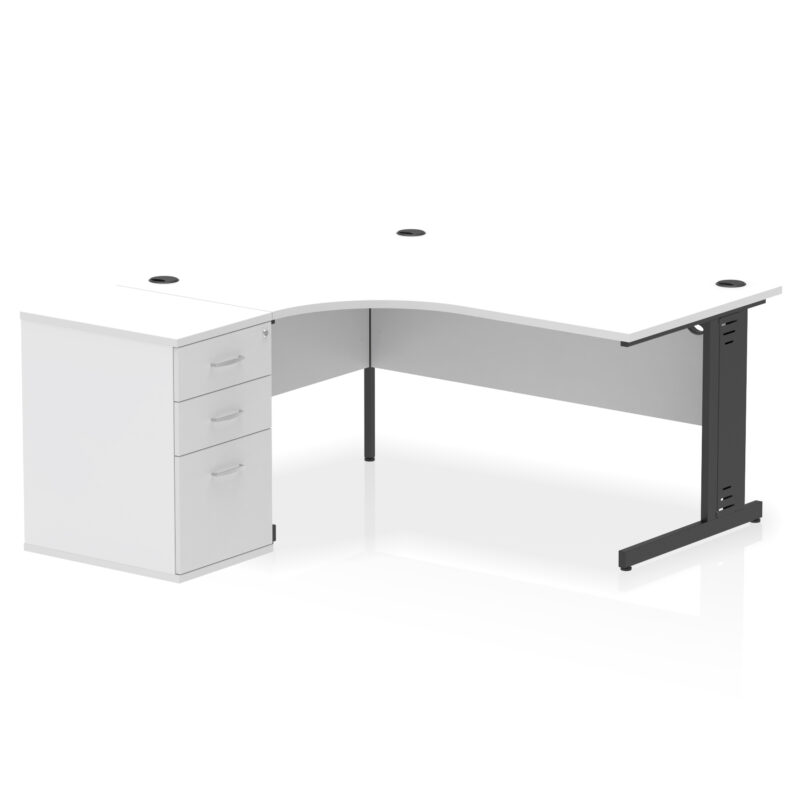 impulse 1600mm cable managed left crescent desk workstation