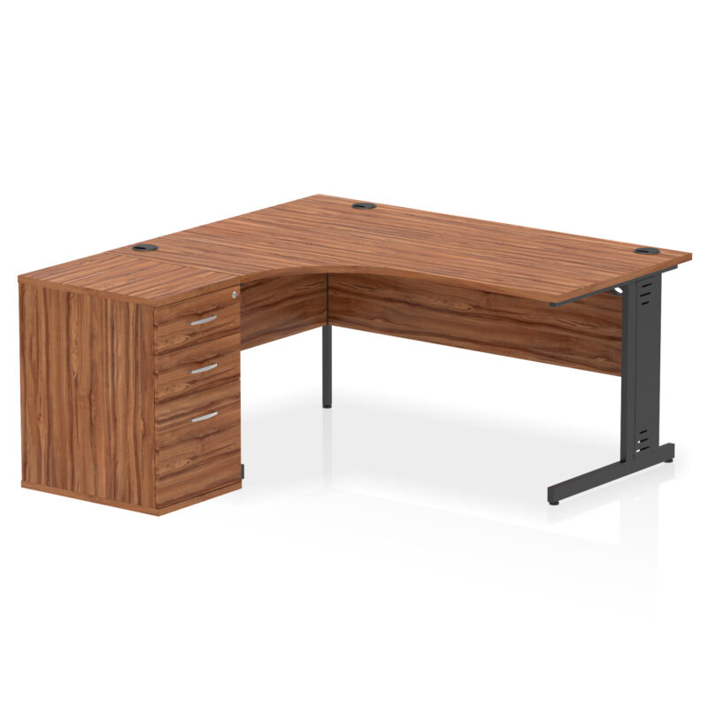 impulse 1600mm cable managed left crescent desk workstation