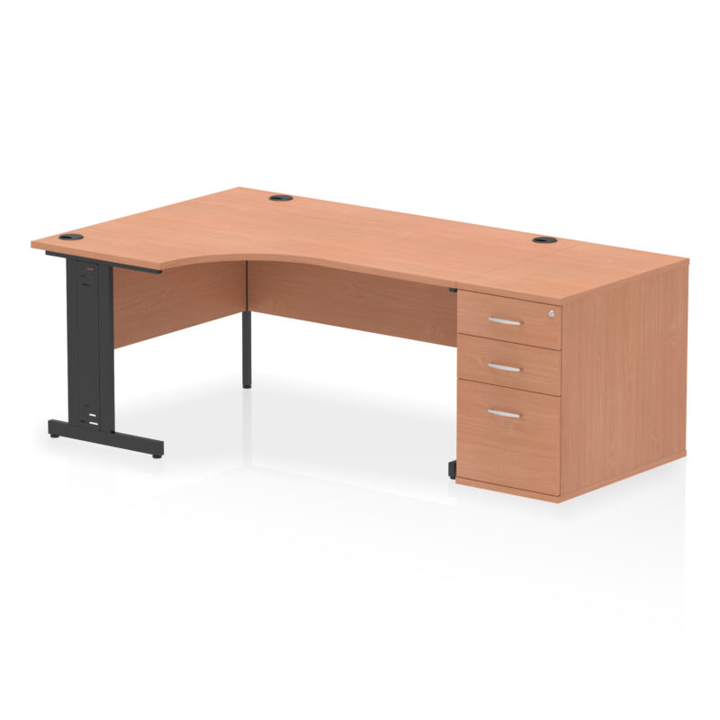 impulse 1600mm cable managed left crescent desk workstation