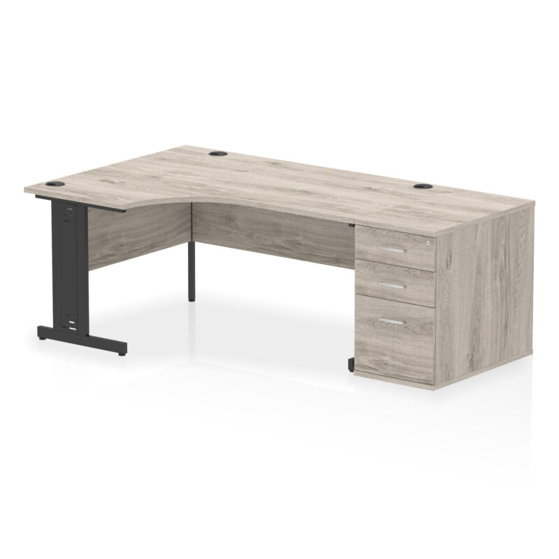 impulse 1600mm cable managed left crescent desk workstation
