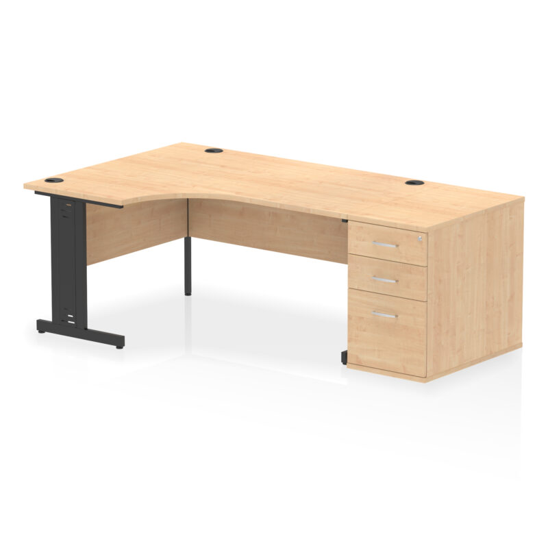 impulse 1600mm cable managed left crescent desk workstation