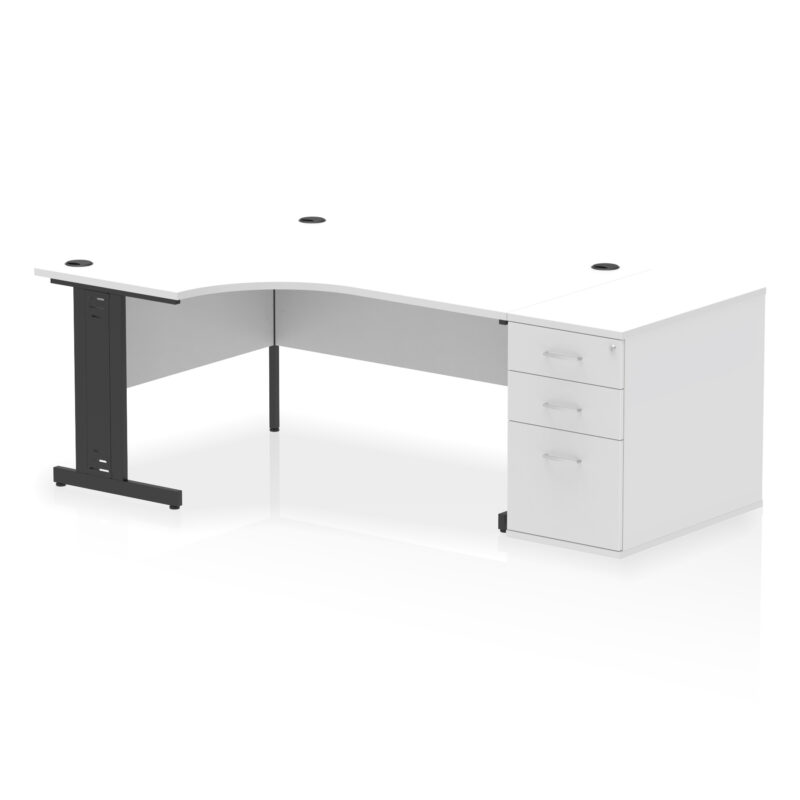 impulse 1600mm cable managed left crescent desk workstation