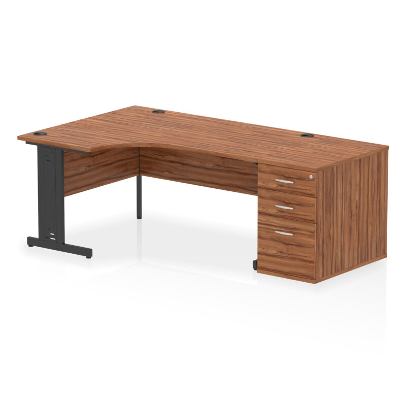 impulse 1600mm cable managed left crescent desk workstation