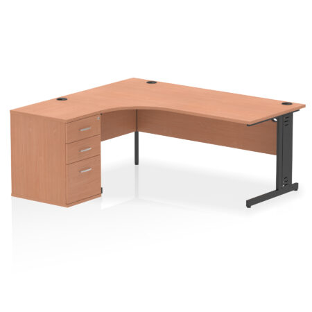 impulse 1800mm cable managed left crescent desk workstation