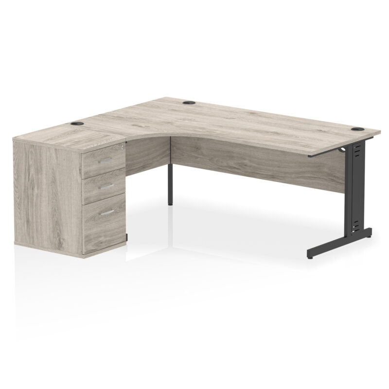 impulse 1800mm cable managed left crescent desk workstation