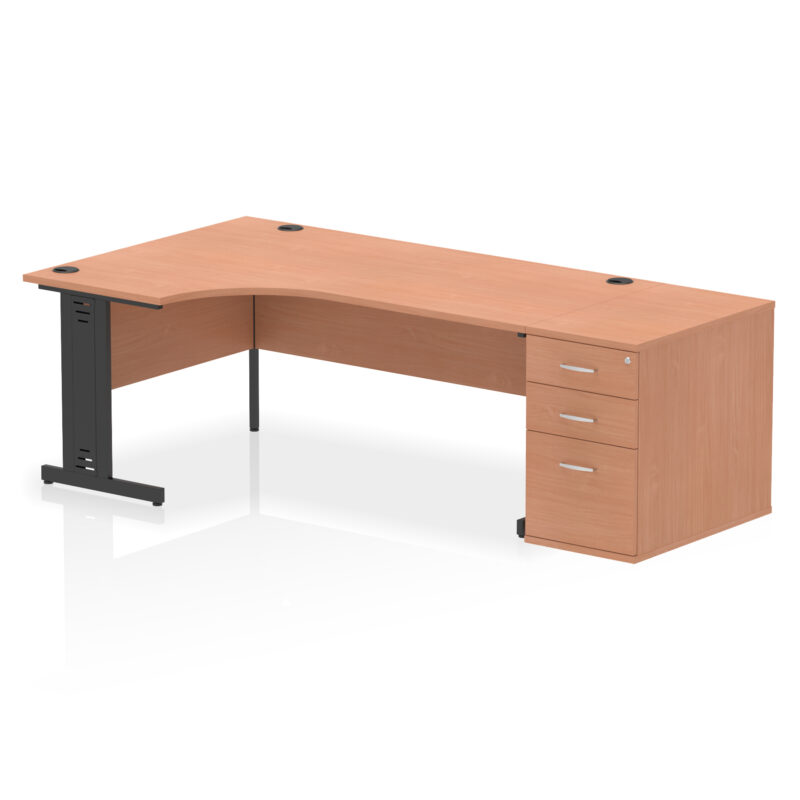 impulse 1800mm cable managed left crescent desk workstation