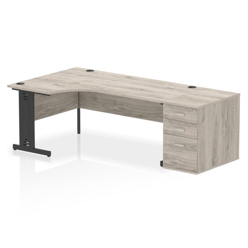 impulse 1800mm cable managed left crescent desk workstation