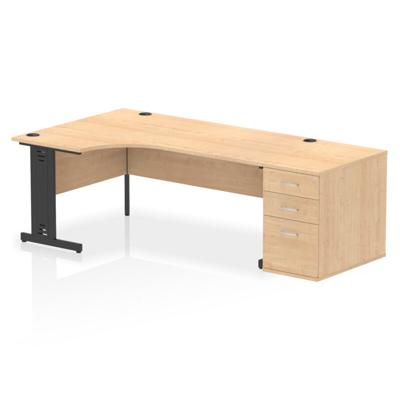 impulse 1800mm cable managed left crescent desk workstation