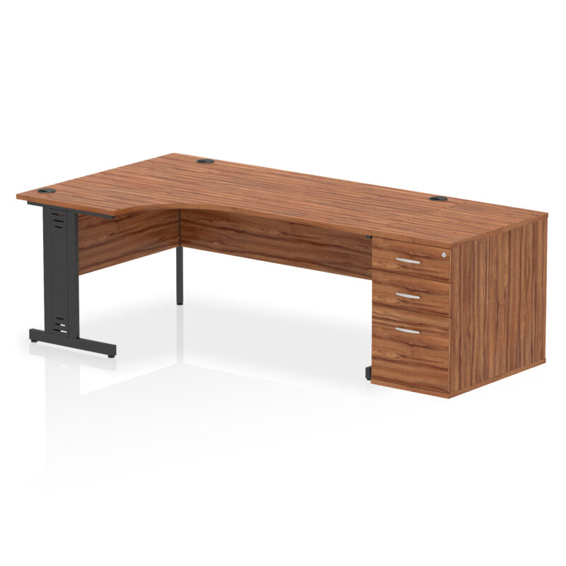 impulse 1800mm cable managed left crescent desk workstation