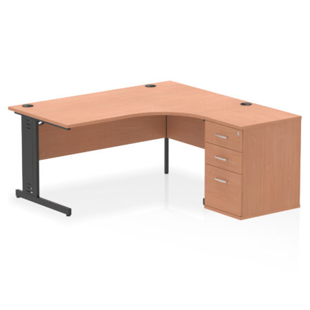 impulse 1600mm cable managed right crescent desk workstation