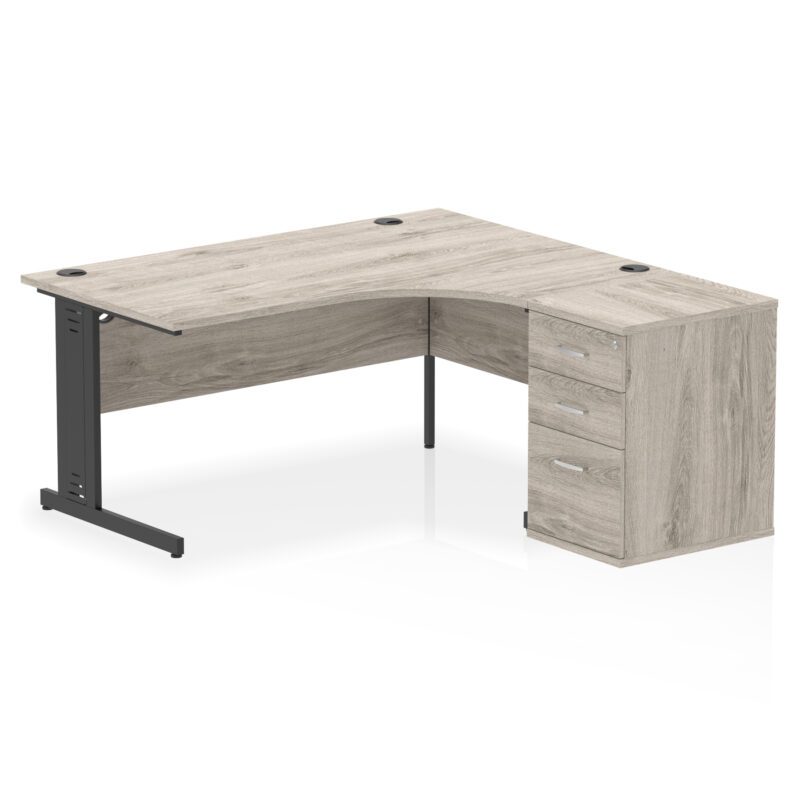 impulse 1600mm cable managed right crescent desk workstation