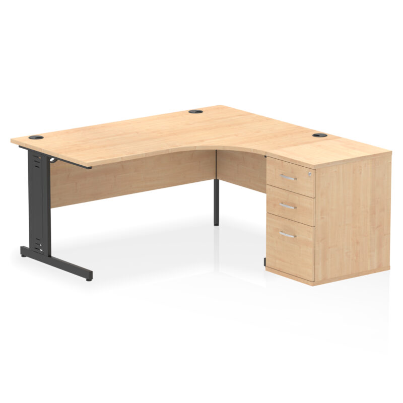 impulse 1600mm cable managed right crescent desk workstation