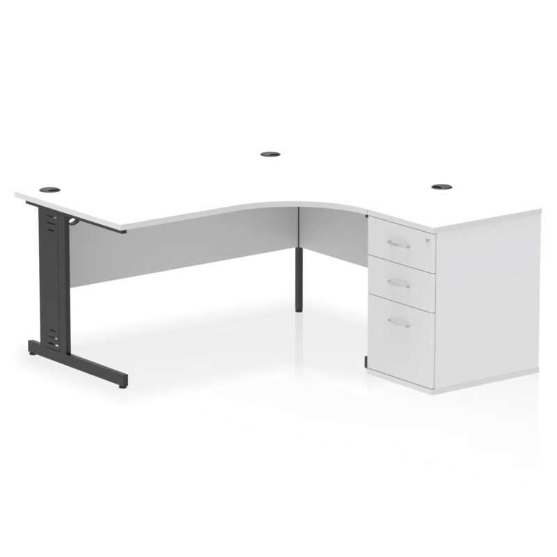 impulse 1600mm cable managed right crescent desk workstation