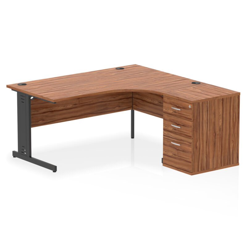 impulse 1600mm cable managed right crescent desk workstation