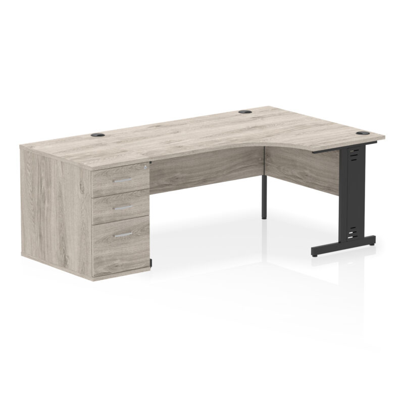 impulse 1600mm cable managed right crescent desk workstation