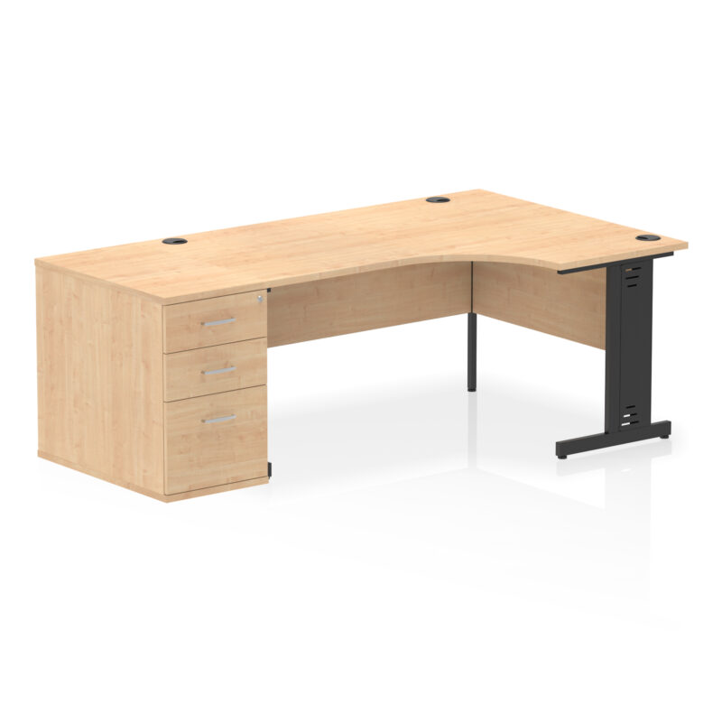 impulse 1600mm cable managed right crescent desk workstation
