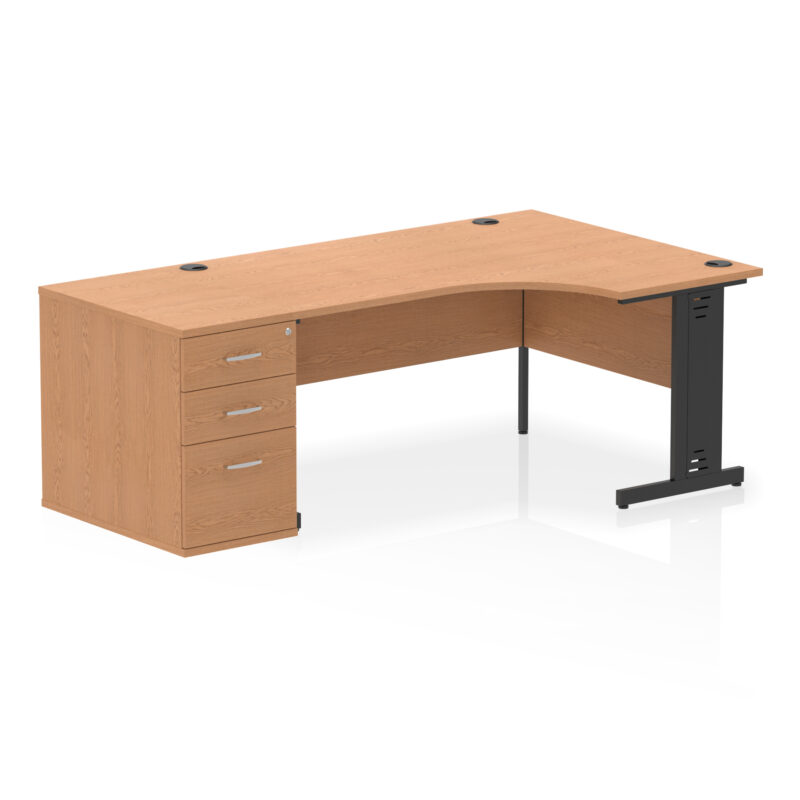 impulse 1600mm cable managed right crescent desk workstation