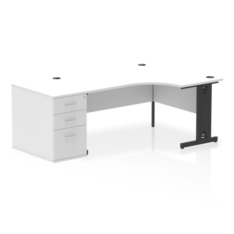 impulse 1600mm cable managed right crescent desk workstation