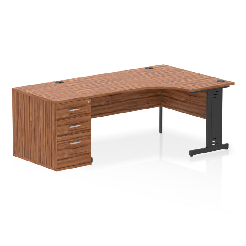 impulse 1600mm cable managed right crescent desk workstation