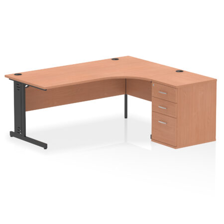 impulse 1800mm cable managed right crescent desk workstation