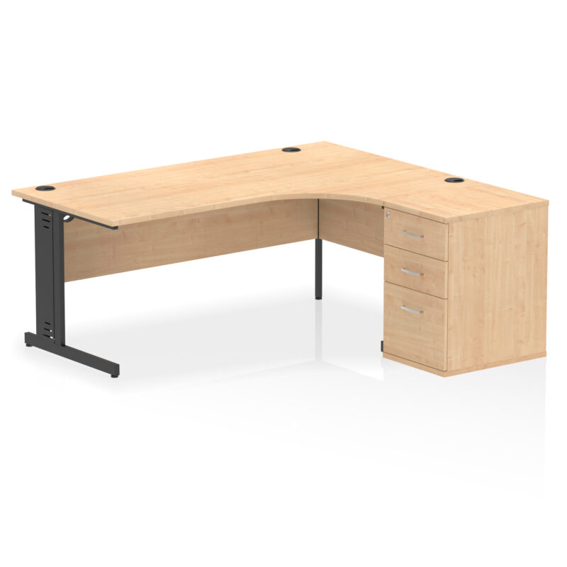 impulse 1800mm cable managed right crescent desk workstation