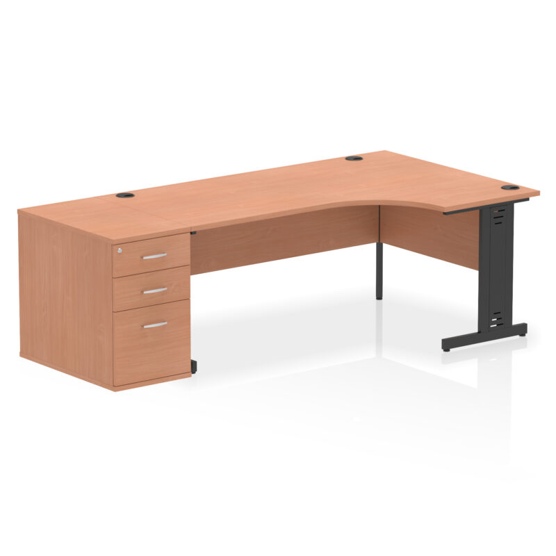 impulse 1800mm cable managed right crescent desk workstation